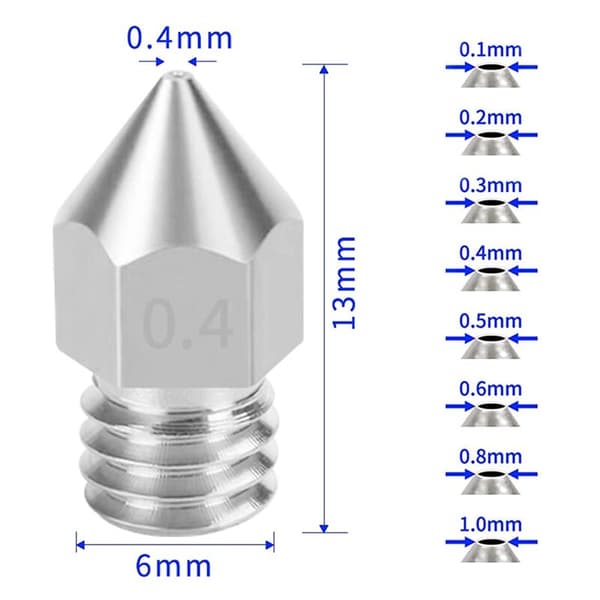3D-printertilbehør i rustfrit stål og messing MK8-dyser og rengøringssæt til -10, 3/5-serie 3D-printere