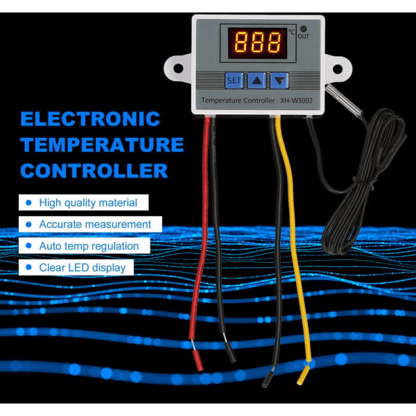 Termostat og temperaturprogrammerer Liten digital termostat, intelligent temperaturkontrollbryter, forsinket start, revers tilkoblingsbeskyttelse T