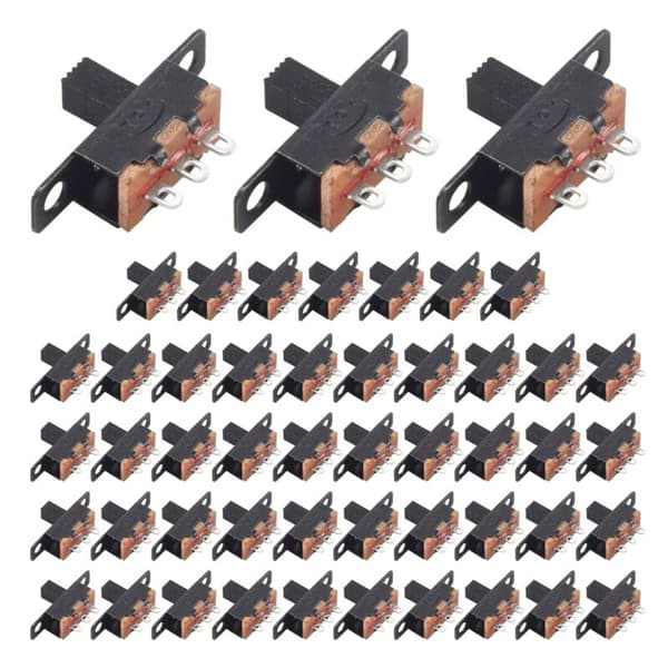 50 stk ON/ON 2-posisjon 1P2T SPDT Mini Panel Slide Switch Lodde Lug SS12F1-G3