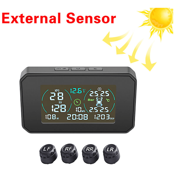 Multifunktionell bil OBD HUD solenergi däcktrycksövervakningssystem automatiskt säkerhetslarmsystem Head Up Display B05