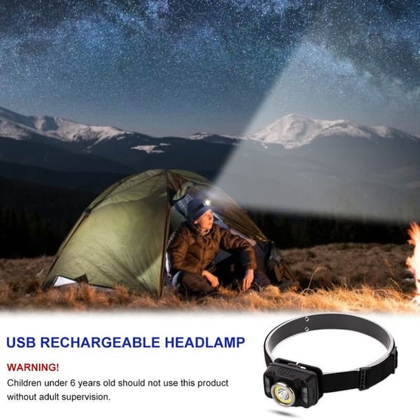 Superkraftig COB + XTE LED-hodelyktlampe Hodelykt Kropp Bevegelsessensor Hodelykt Campinglommelykt