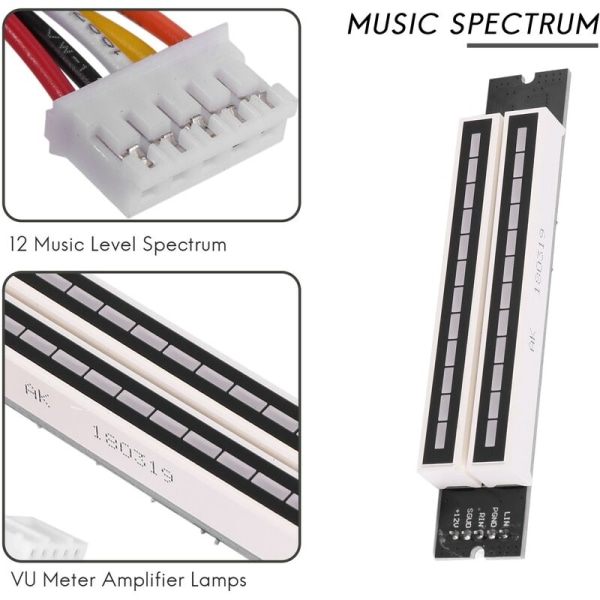 Dobbel 12 LED Musikknivåindikator Spektrum VU Meter Forsterkerlamper Panel Justerbar Lyshastighet for MP3 DC 7-12V ()