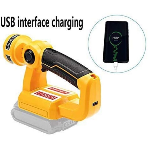 for Dewalt Batteri 14.4-20V 3W Lommelykt DCB140 Bærbar LED Arbeidslys Litiumbatteri USB Bærbar Utendørslampe