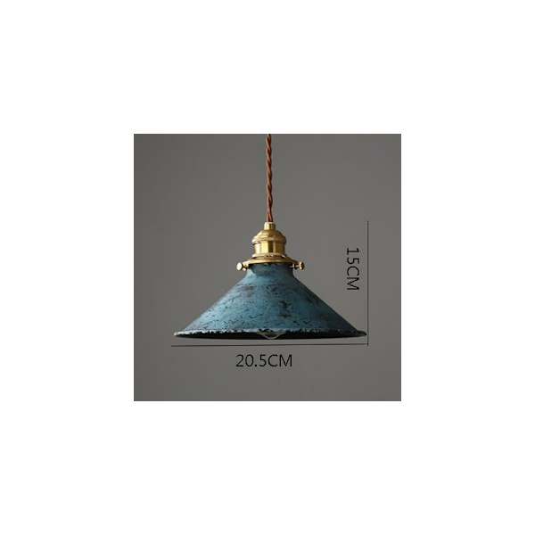 Nordisk retro metal loftslampe metalbur E27 loftlampe, retro industriel loftslampe pendel blå retro loftlampe - DENUOTOP