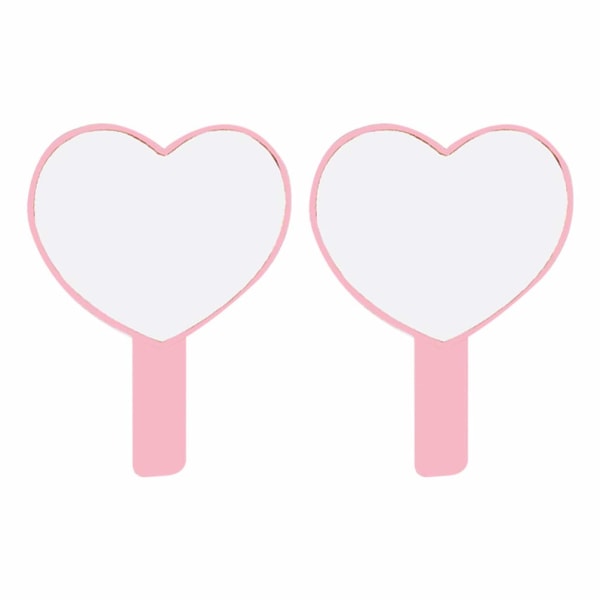 2 ST Handhållen spegel Sminkspegel i liten form Dam Bärbar plastresespegel (rosa)