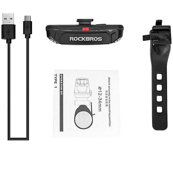 Sykkellys Vanntett Sykkel Baklys USB Oppladbar Sikkerhets Baklys Advarsel LED Sykkel Bakre Li