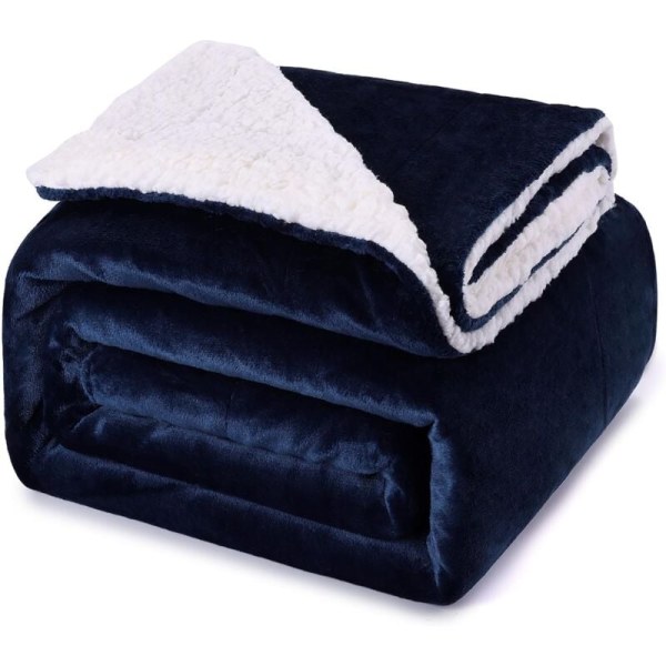 Thick Blanket 150x200cm, 480GSM Warm and Cozy, Soft and Fluffy, Sherpa Sheep, Machine Washable Easy to Handle, Practical Gift, Sherpa Navy Blue