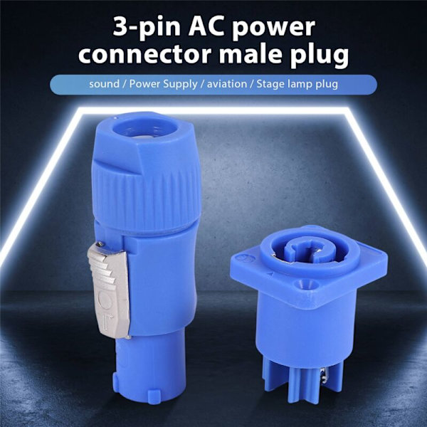 Powercon 3-polet AC-stik, han-stik NAC3FCB AC-strømstik 20A/250V til blå LED-skærm, scenelys