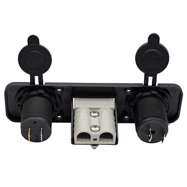 Anderson Flush Mount Strømuttak Dual USB Lader med C-Sigarett Lighter Panel for Truck Båt Caravan