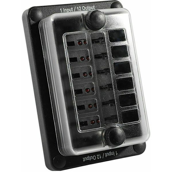 12-vejs sikringsholder, Atc/Ato bladsikringholderboks, med LED-indikator, egnet til bil og marine 12-32V DC