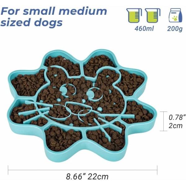Langsom foderhundemad, sjov langsom foderhundemad til små og mellemstore hunde, langsom foder labyrint design hundemad, himmelblå