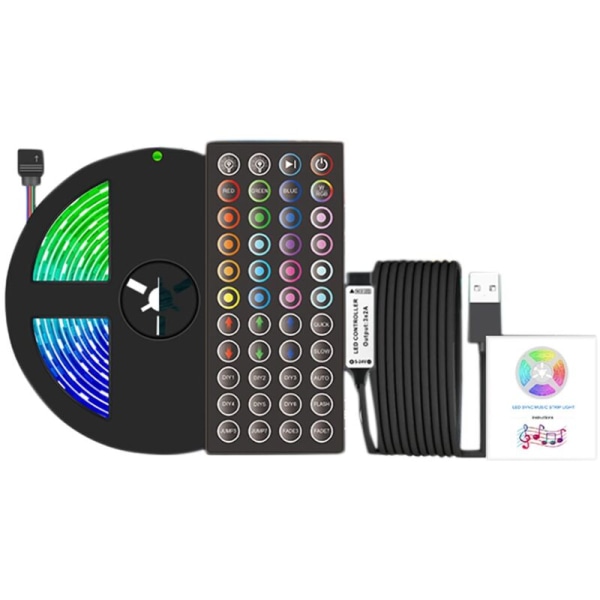 LED-lys med farveskiftende musiksynkronisering RGB-lys 44 Infrarød fjernbetjening LED-lys til hjemmefest 3.0M A