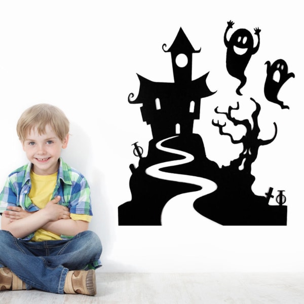 Halloween spøgelsesslot wallstickers stue soveværelse vindue glasdør dekoration klistermærker