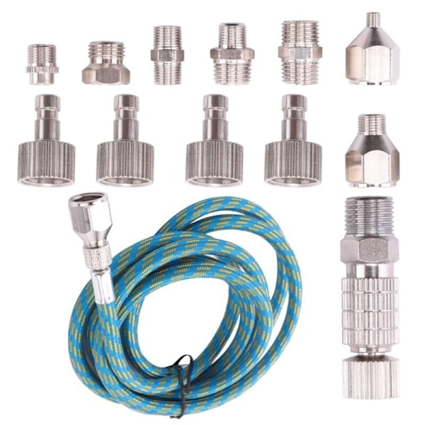 Airbrush-adapterset, släpp airbrush-adapter, nylonflätad luftslang, för luftkompressor och airbrush-slang
