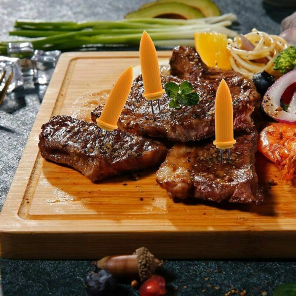 30 stk rustfrie stålholdere for Pi de Mas Mas på COB-spyd Grillspyd for hjemmekjøkken og grill, 8,7 cm, gul