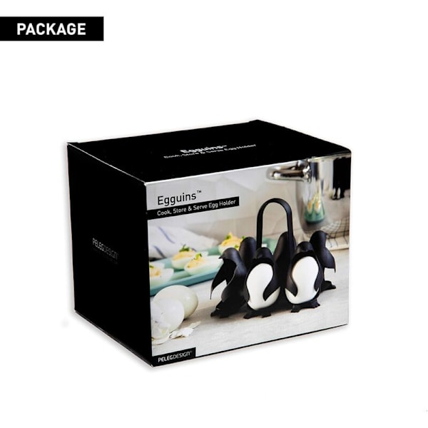 Egguins 3 i 1 Egg Holder til Matlaging, Oppbevaring og Servering, Pingvinformet Hardkokt Eggkoker for å Lage Myke eller Hardkokte Egg, Rommer 6 Egg