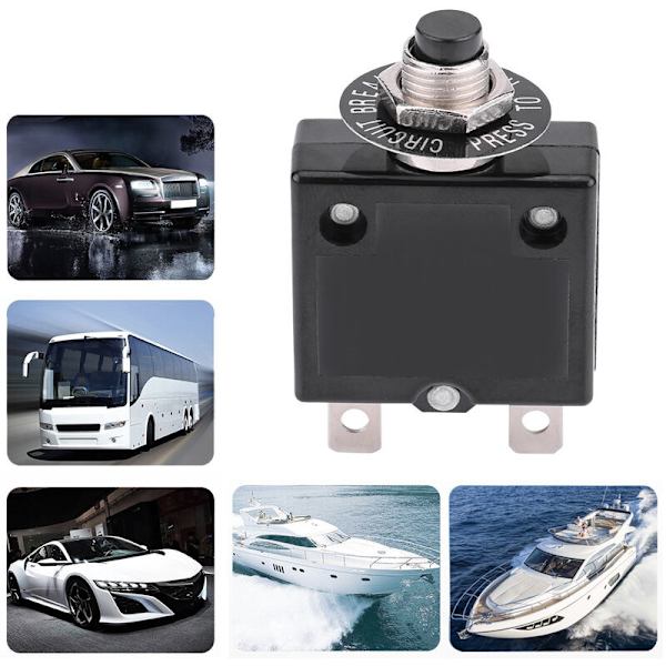 Sikringsafbryder 5A 8A 10A 15A 18A 20A 30A Valgfri Nulstilling Termisk Afbryder, 125-250V AC 50V DC Strømsoverbelastningsbeskyttelse Trykknap Sikringsafbryder(