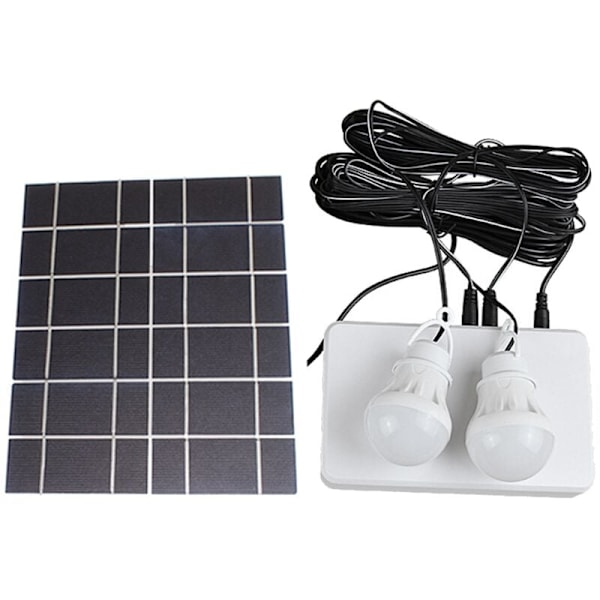 Solpanel Set med 2 Glödlampor Camping Solcellsladdare Energisparande Solcellslampa Utomhus Inomhus Laddningsbar LED-lampa