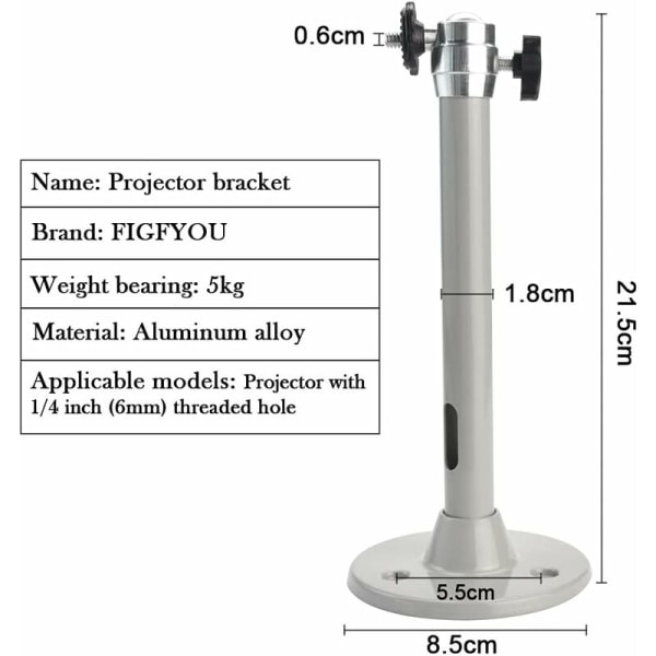 Justerbar loftprojektorbeslag, universel loftprojektorbeslag, projektorvægbeslag, universel loftbeslag, universel aluminiumvægbeslag til