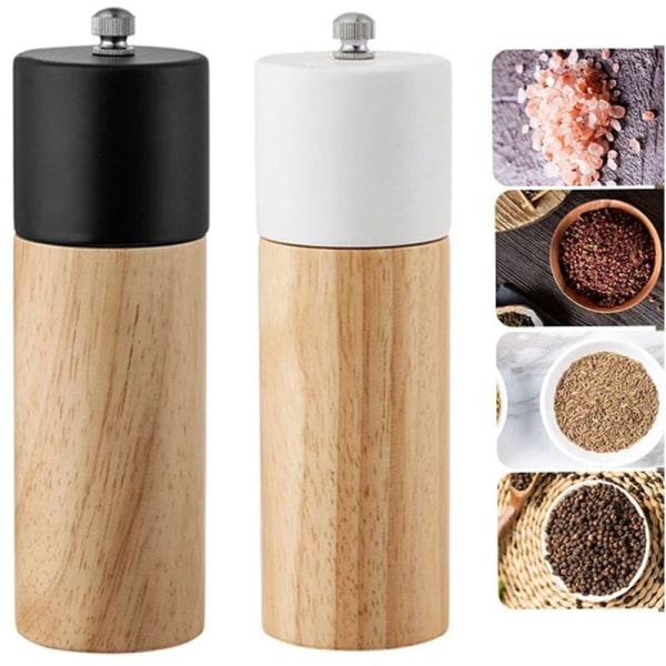 2 stk. Serie Mini Manuel Træ Salt og Peber Shaker Multi-Purpose Cruet Køkkenredskab med Keramisk Grinder