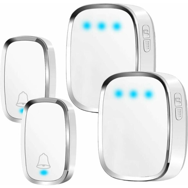 Waterproof Outdoor Wireless Doorbell, Versailles Door Bell with 300m Range, 2 Transmitter & 2 Receivers, Wireless Chime Kit with LED Flash, 36 Melod