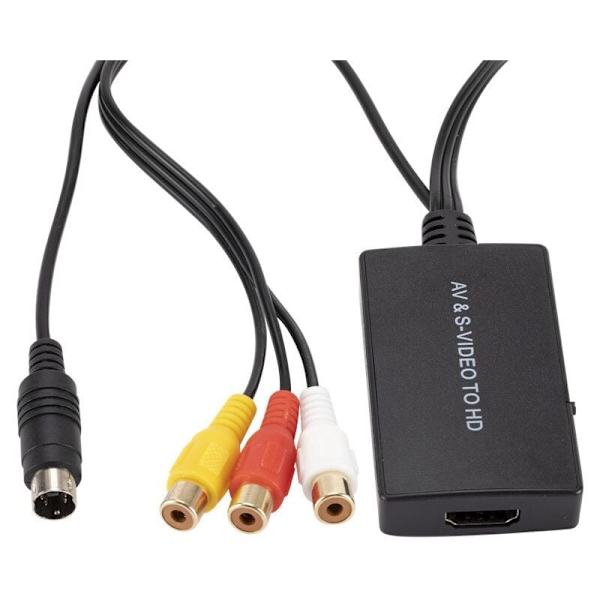 S-Video till HDMI-omvandlare S-Video och 3RCA CVBS Komposit till Audio Video-omvandlare Stöd 1080P 720P