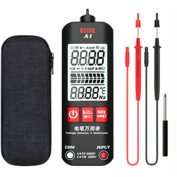 A1 Intelligent Digital Multimeter Helt Automatisk Anti-bränna LCD-bakgrundsbelysning Live Wire Tester Ohm NCV Hz