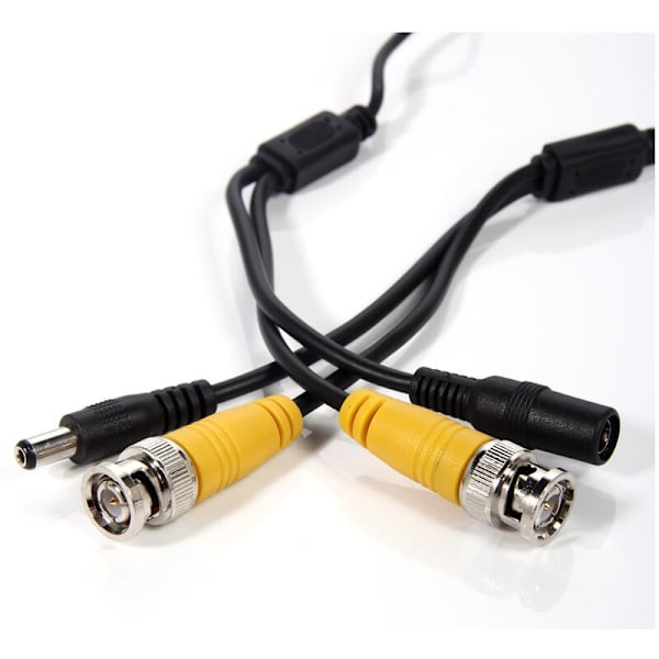 50 ft BNC-videokabel og RCA-forlængerkabel til CCTV DVR-sikkerhedskamera, sort
