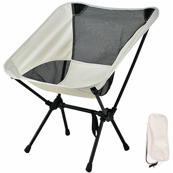 Udendørs Bærbar Foldbar Stol Foldbar Camping Skammel Bærbar Sæde Kompakte Stole med Bærepose til Udendørs Vandreture Rejser Hvid