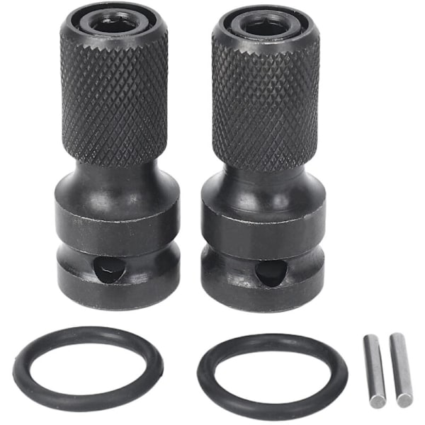 2 Pack 1/2 Square Drive Adapter 1/4 Hex Shank Socket Adapter Converter Chuck Release for Impact Ratchet Wrench