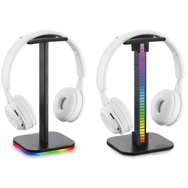 RGB-kuulokemikrofoni-teline Työpöydän Näyttöpidike Kuulokemikrofoni-teline LED-pohja USB-valon pistorasia Kuulokemikrofoni-teline Tukivarsi - A