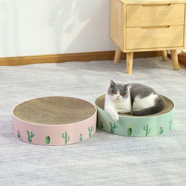 Katt Leksak, Vågig Kartong Katt Kattmynta Klösbräda Klor Skrapa Matta Kattunge Säng Leksak-Grön-Stor