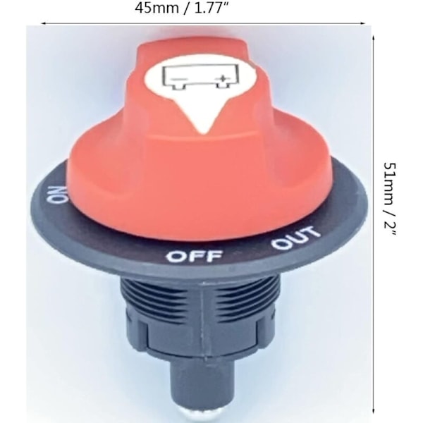 Båtbatteri Isolator Switch, Batteri Afbryder Switch, Max Power Cut/Off Switch DC 50V 50A CONT 75A INT til Bil (50A)