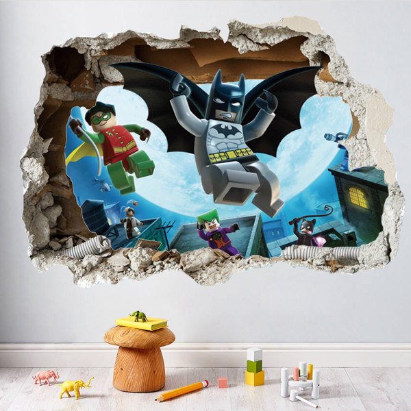3D tredimensionell väggdekor Batman barnrum dagis dekoration väggdekoration målning