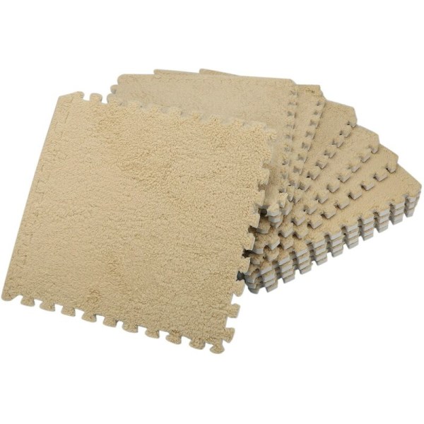10 stk Interlocking skummatte gulvteppe Fluffy teppefliser for barn - for barnerom, barnehage, lekerom