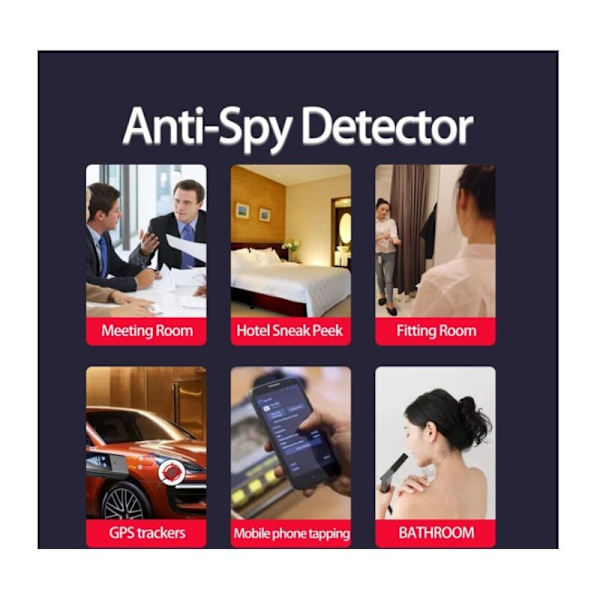 Mikrospiondetektor, Anti-Spion Bug Detektor, Dold Kamera Detektor, Dold Kamera Hittare, GPS Lokaliseringsskanner, Lämplig för Resor, Badrum - R