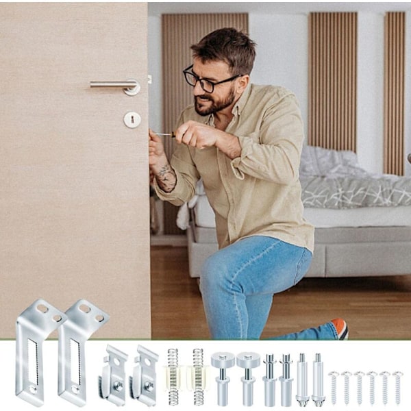 18 Dele Skydedørs Reparationskit Foldbar Skydedørs Hardware Kit, Skabsskydedør, Opbevaringsfoldbar Dør Hardware Kit og Dør