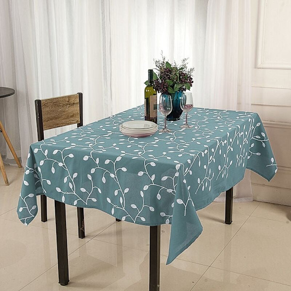 Broderad köksduk, bordsduk, servettduk (140 x 180 cm, blå, en bit)