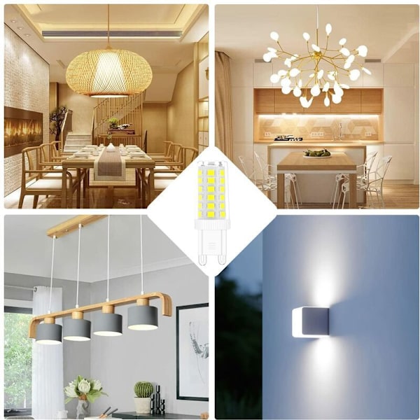 G9 LED-lampor, 5W motsvarande 40W halogenlampa Vit 6000K Flimmerfri Energibesparande Ej dimbar (6-pack) [Energiklass E]