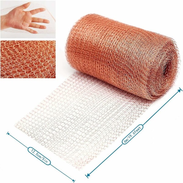 Högkvalitativ Gnagarnät, 100% Koppar Anti-Snigel Snigel Mus Råtta Fågel Nematoder Ferramol, Koppar Stickad Nät för Inomhus, Trädgård (6 Meter) - DENUO