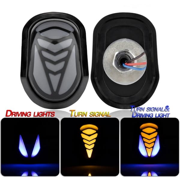 Universal Motorcykel LED Blinklys Integreret V-Form Guide Plade Side Flow Mode Lys Hvid Skal Blåt Lys