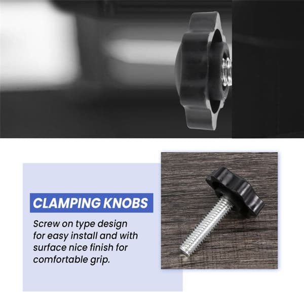 2 sorte stjernehoved-spændeknapper M8 x 30 mm med 32 mm han-gevind