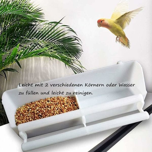 2-pack Hängande Fågelmatare, Fågelmatare, Vattenkopp, Matkopp, Burtillbehör, Vit-Fei Yu