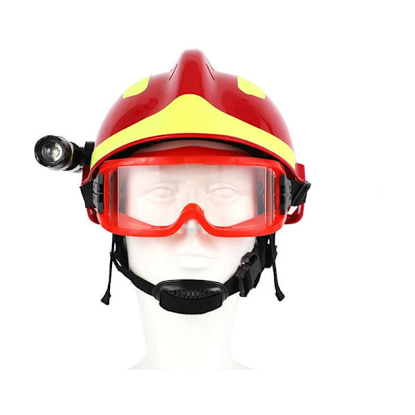 F2 Nöd hjälm Säkerhetshjälmar för brandmän Brandskydd på jobbet Hjälm med strålkastare och glasögon Brandskyddshjälm-