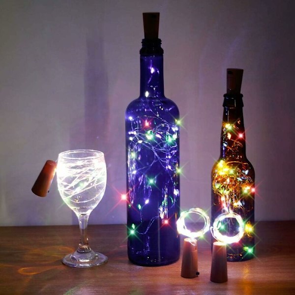 12 stycken LED-flaskljus, koppartrådsljuskedja batteridriven vinflaskljus med korkljuskedja för DIY julpartydekoration