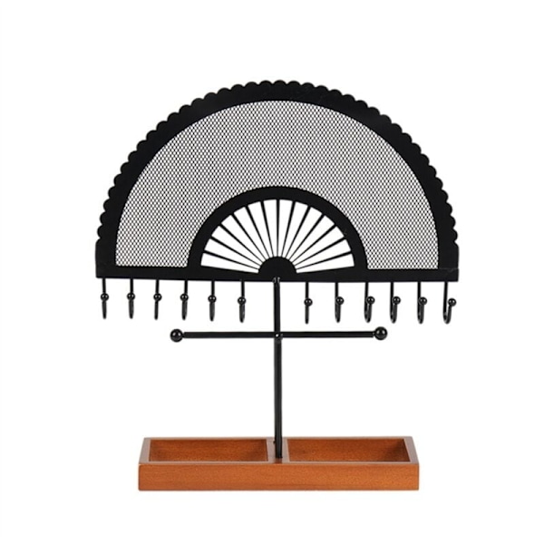 Sort Halvcirkelformet Retro Stil Fan Formet Stativ Holder Display Stativ Øreringe Halskæder Ringe