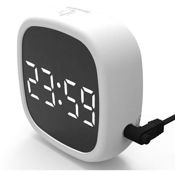 Röstyrning Silikon Digital Väckarklocka med Display, Intelligent Röst, Stöttålig, Fallskyddad Fickröst Aktiverad Silikonklocka, Vit