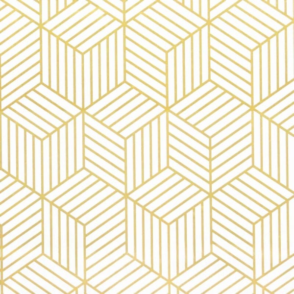Guld Hexagon Geometriska Stripes Självhäftande tapeter Självhäftande möbeltapet Guld Vit 45x500cm Julklappspapper