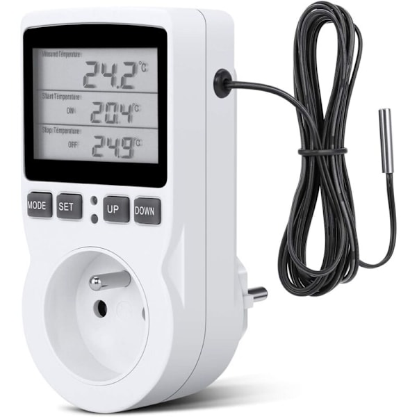 Digitaalinen Lämpötilanohjain, Lämmitys- ja Jäähdytystermostaatin Pistorasia LCD-Lämpötilanohjain, 200v-250v Suljetulle Lämpötilanohjaimelle