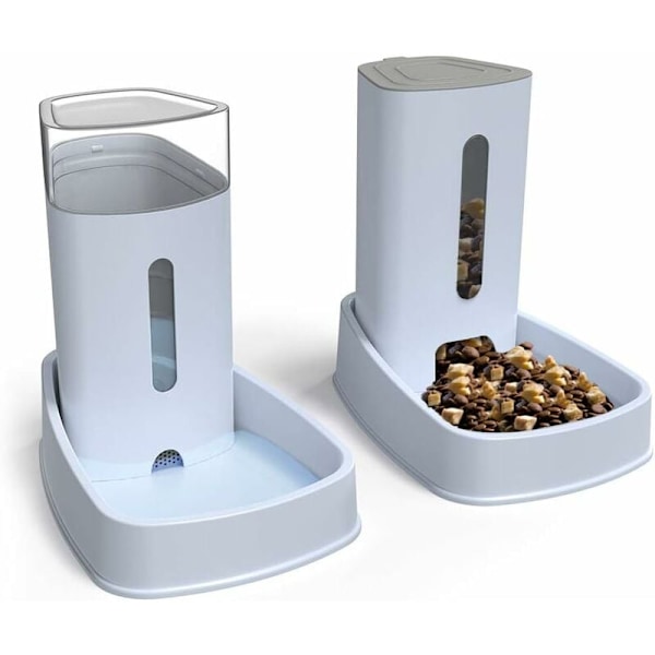 Kibble/Vanddispenser Automatisk Springvand - 3.8Lx 2 Stykker - Foder til Hund/Kat/Kroketter Foderautomater og Drikkeaccessories Kat/Hund/Kæledyrs Skål